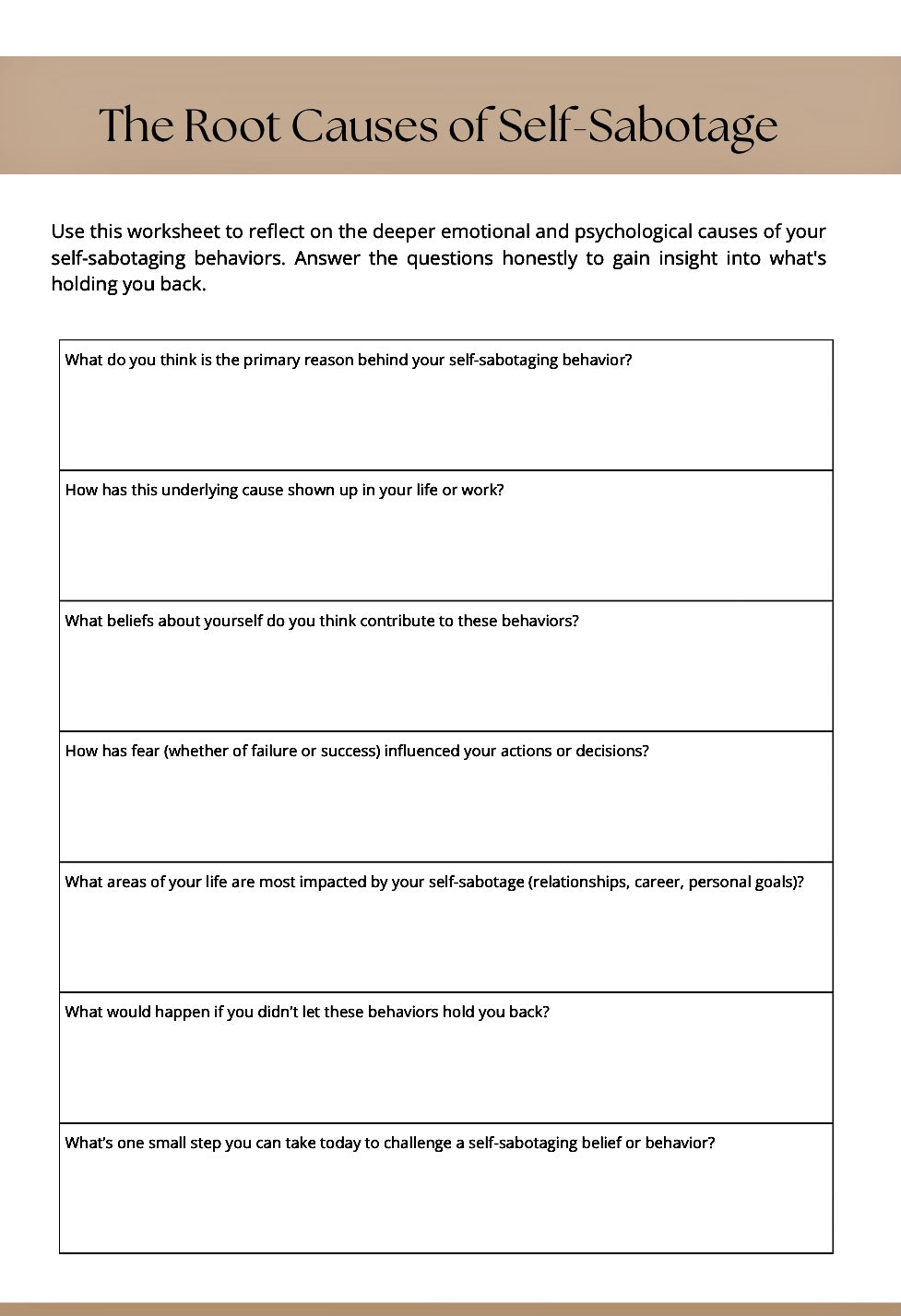 OVERCOME SELF SABOTAGE WORKSHEETS™